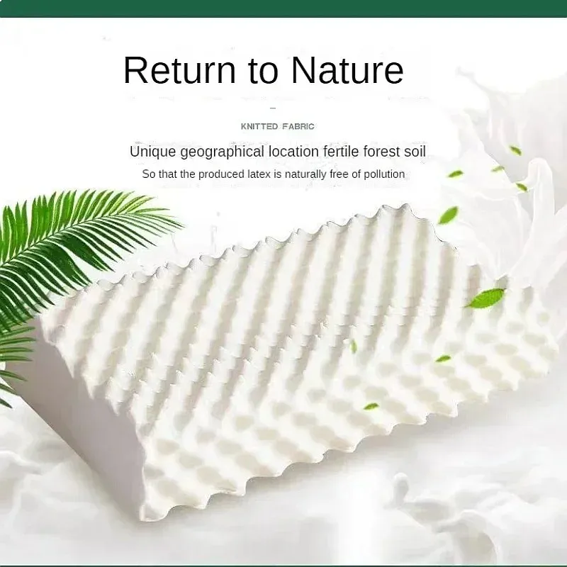 Natural Latex Pillow Ergonomic Neck Support Pillow for Side Back Stomach Sleepers, Breathable Bed Pillow Relieves Neck Pain