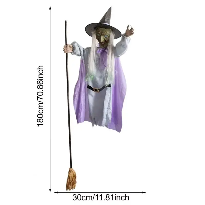 Halloween Decorations For Home-6 Ft Animated Hovering Witch Animatronics Prop-Spooky Scary Outdoor Decor For Home Exterior view 6