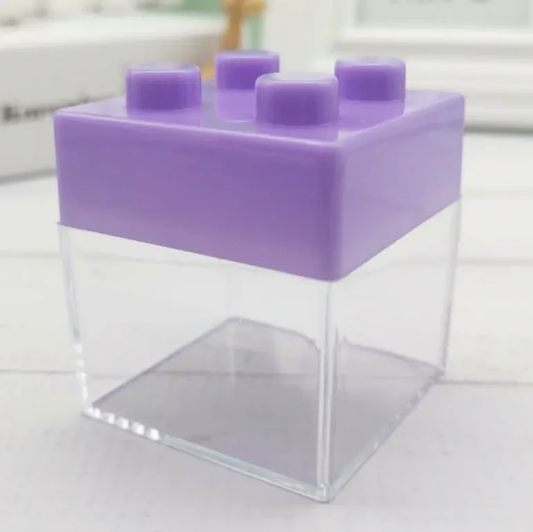 12pcs/set Creative Cute Transparent Wedding Candy Box 5*5*5cm New Building Block Shape Plastic Storage Box for Christmas Party