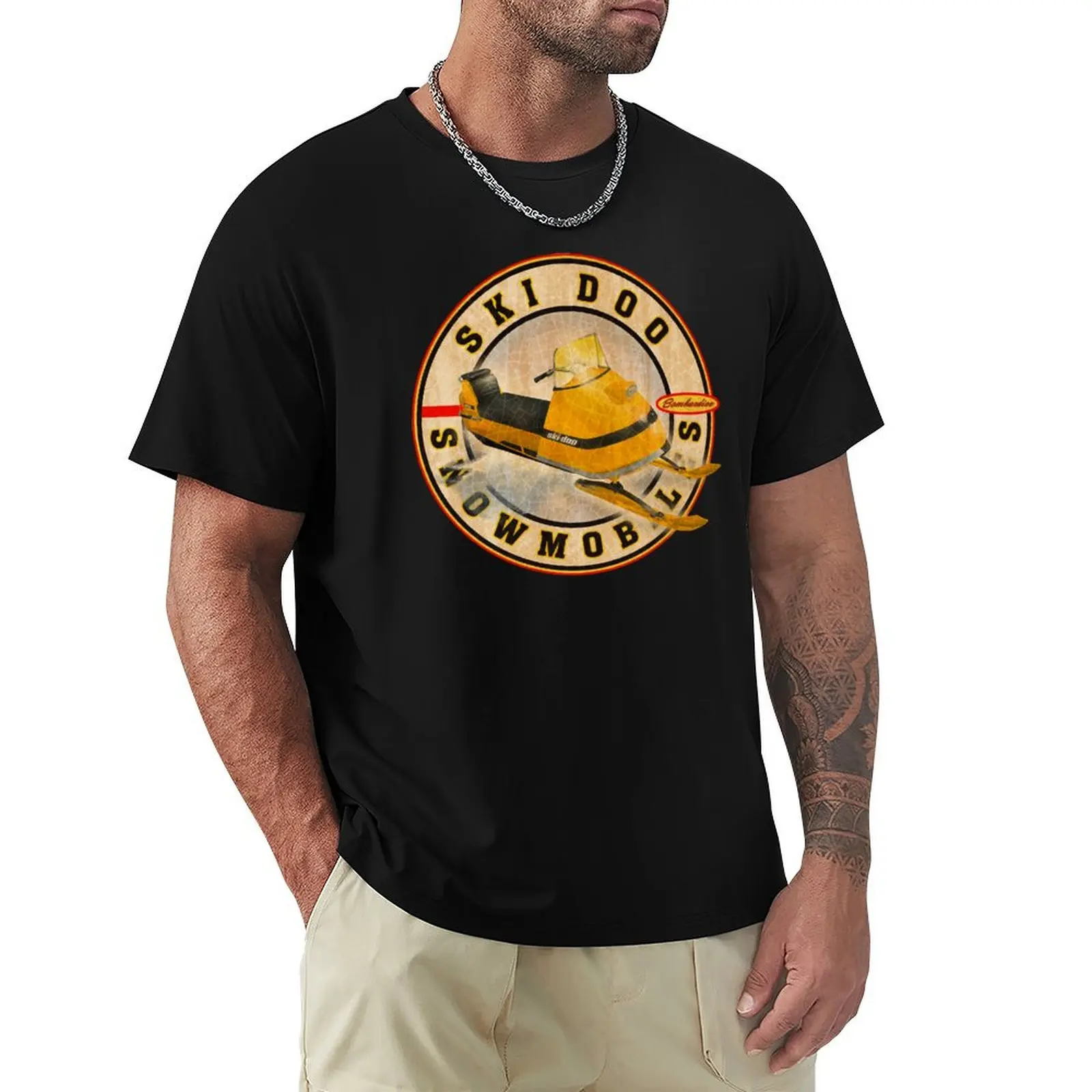 Vintage Ski-doo snowmobiles Classic T-Shirt Large Size Casual Short Sleeve Top