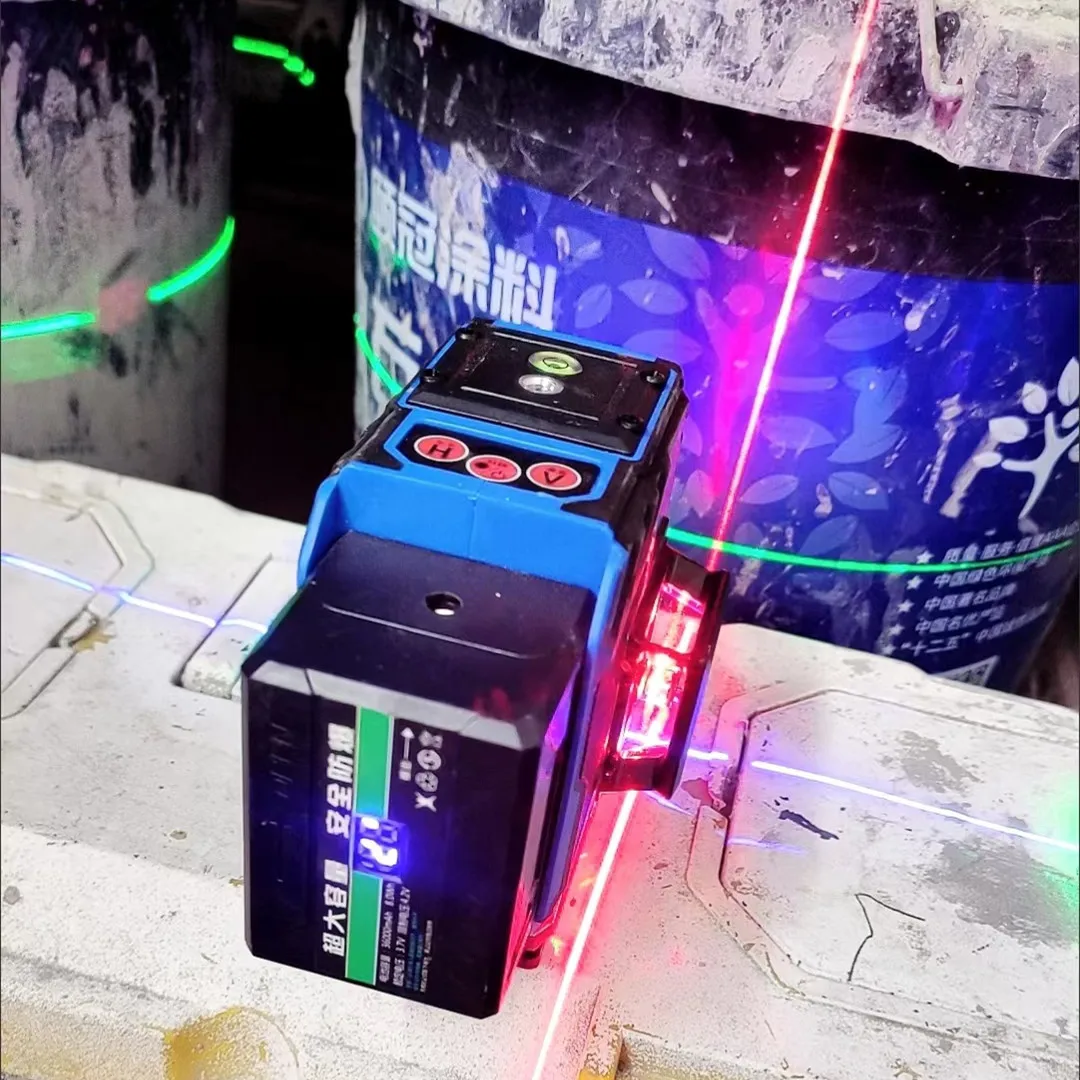 Laser Nível 3d 12 Linhas Poderoso Purple Light Digital Display 360 Auto-nivelamento Horizontal Vertical Multicolor Laser Nível