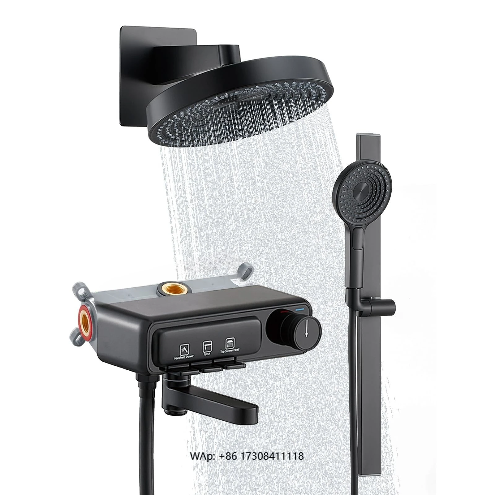 Système de robinet de douche dissimulé pour salle de bains moderne, ensemble de pomme de douche ronde murale en cuivre noir mat, mélangeur