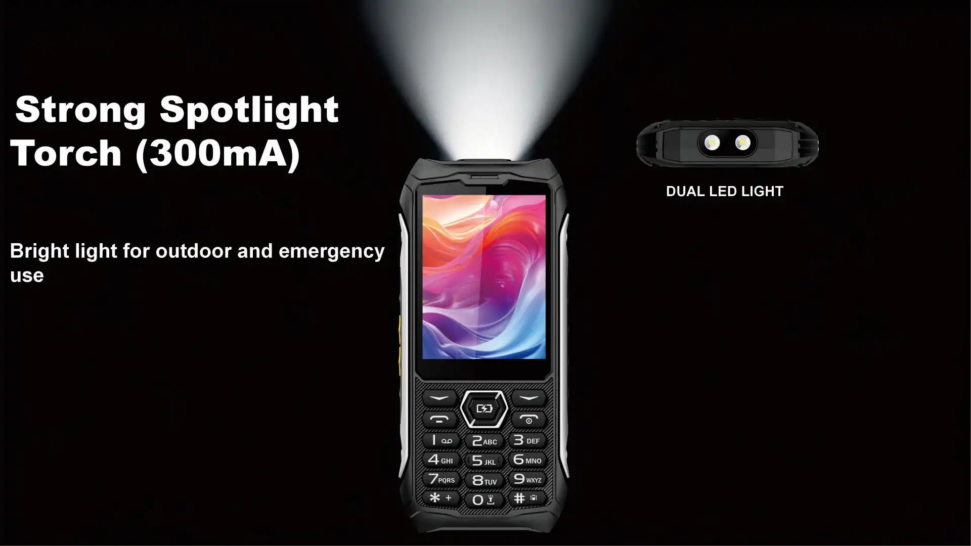 EAOR 336-4G Slim Rugged Phone IP68 Real Three-Proof Feature Phone Big Battery Dual SIM Keypad Phones with Glare Torch Telephone
