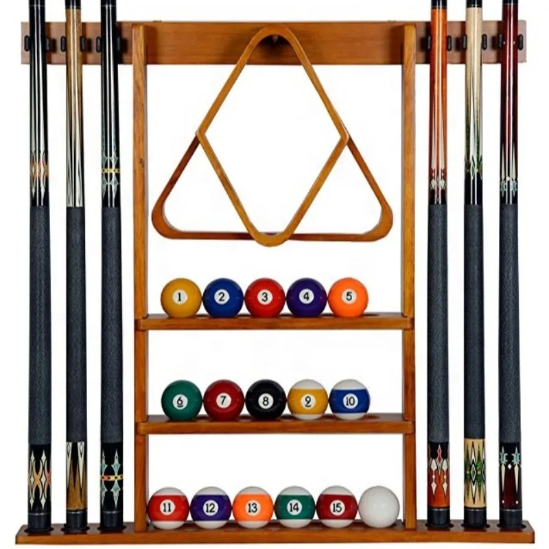 

Ready for delivery Wooden for pool cue wall mount for 6 clubs
