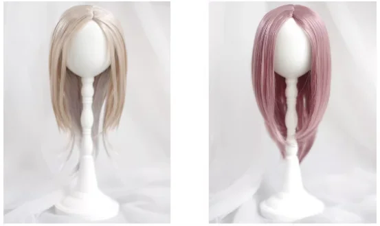 D09-P362 children handmade toy  1/6 1/4 1/3 MSD bjd doll wig Mohair purple ggold Medium length straight hair 1pcs