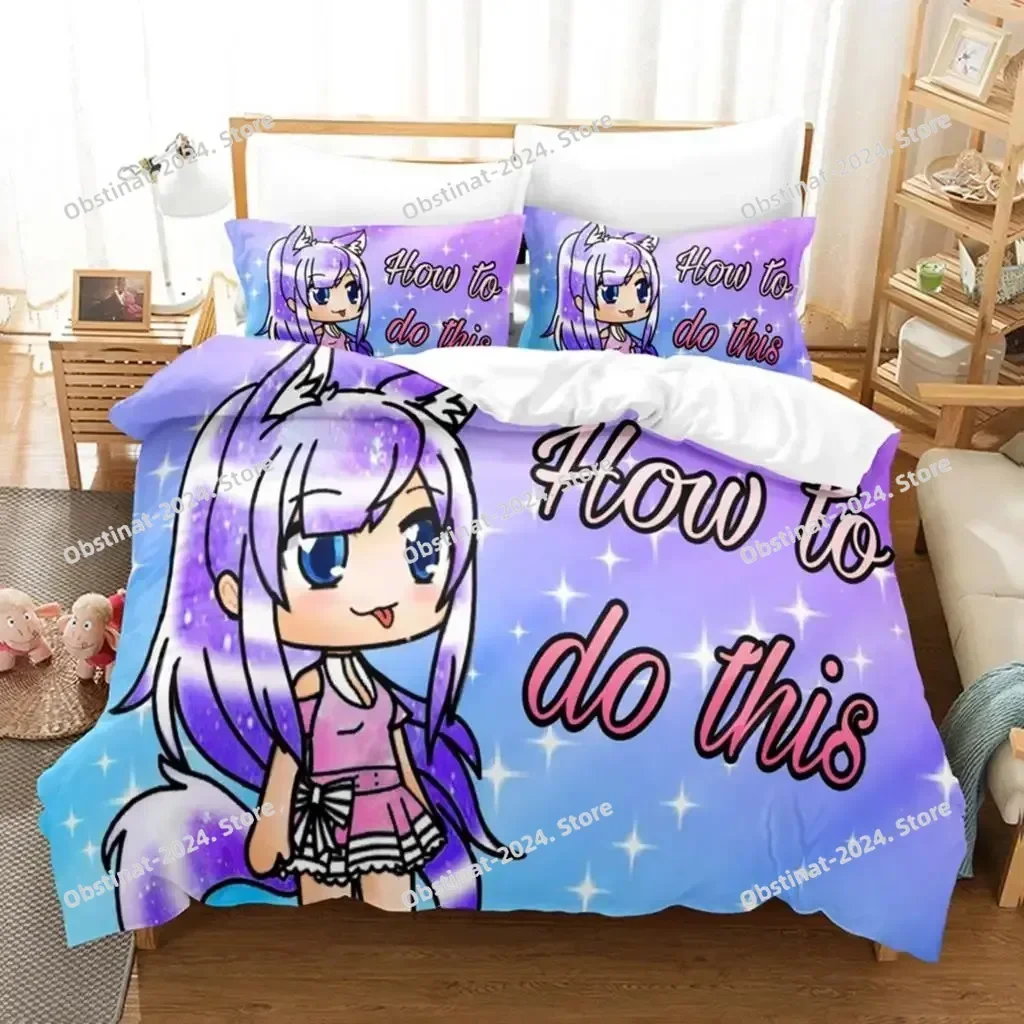 3D Print Anime Kawaii The Gacha Girl Bedding Sets Duvet Cover Set With Pillowcase Twin Full Queen King Bedclothes Bed Linen