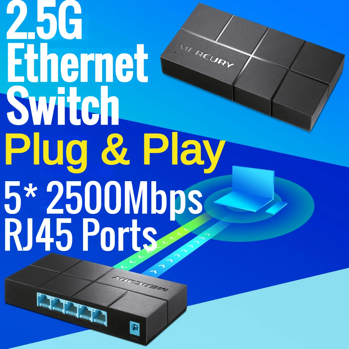 

5* 2500Mbps RJ45 Ports Desktop Ethernet Switch 2.5 Gigabit Ethernet Network Switch IEEE 802.3bz/3ab/3u, Plug&Play, CSMA/CD