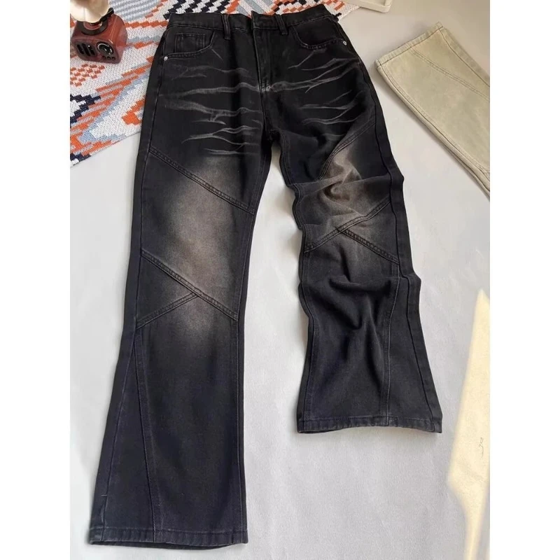 

Cat Whisker Line Straight Pants American High Street Men's Cleanfit Trendy High Street Retro Jeans Short Y2k Clothes Top Jorts