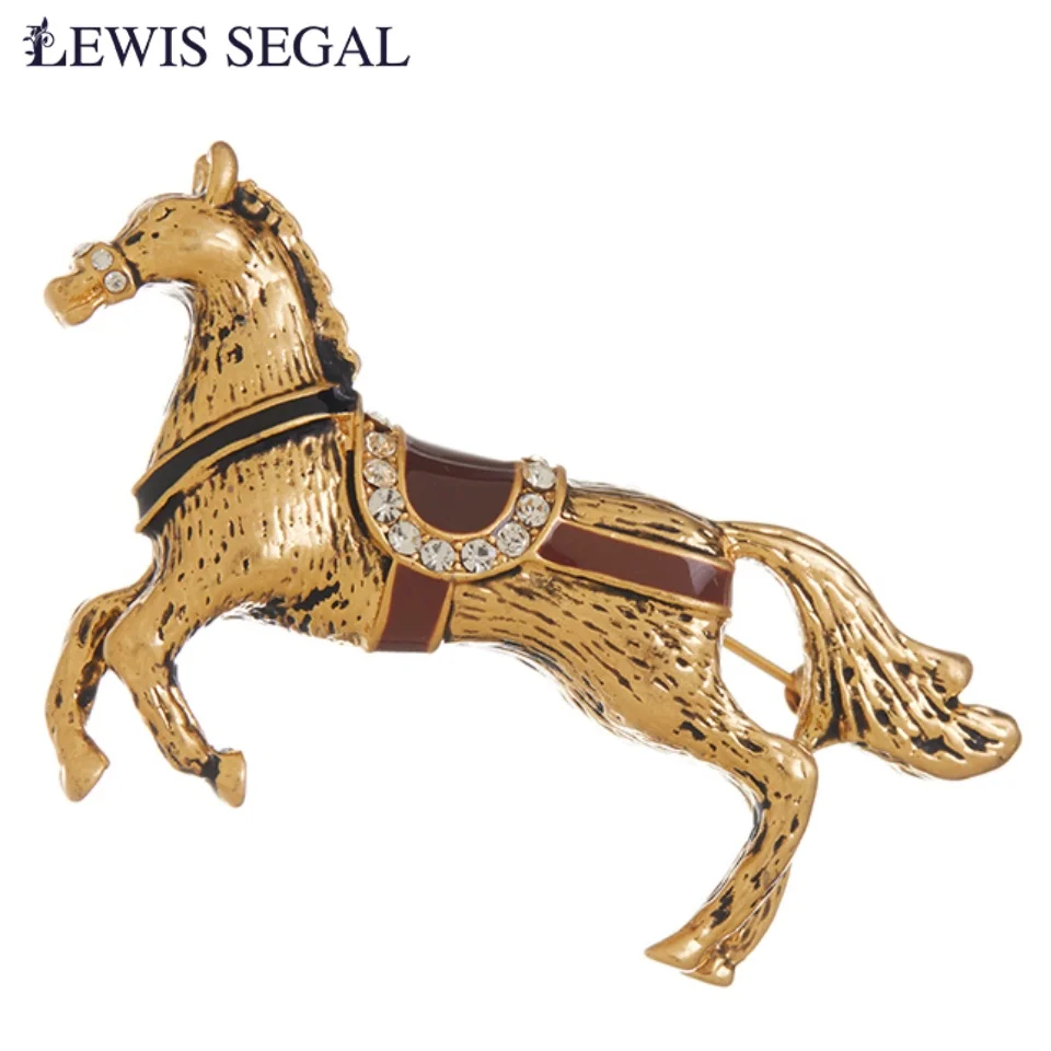 

LEWIS SEGAL Retro 18K Gold Horse Brooch Pin for Women Suit Dress Collar Accessories Luxury Animal Fine Jewelry