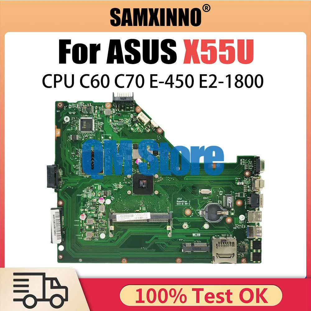 

X55U Notebook Mainboard For ASUS X55U Laptop Motherboard C60C70 E-450 DDR3 Fully Tested