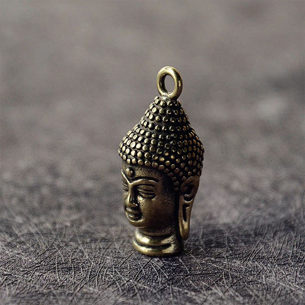 

Buddha'S Head Pendant Keychain Creative Brassware Decor For Bag Car Key Hanging Retro Style Copper Pendant Propitious