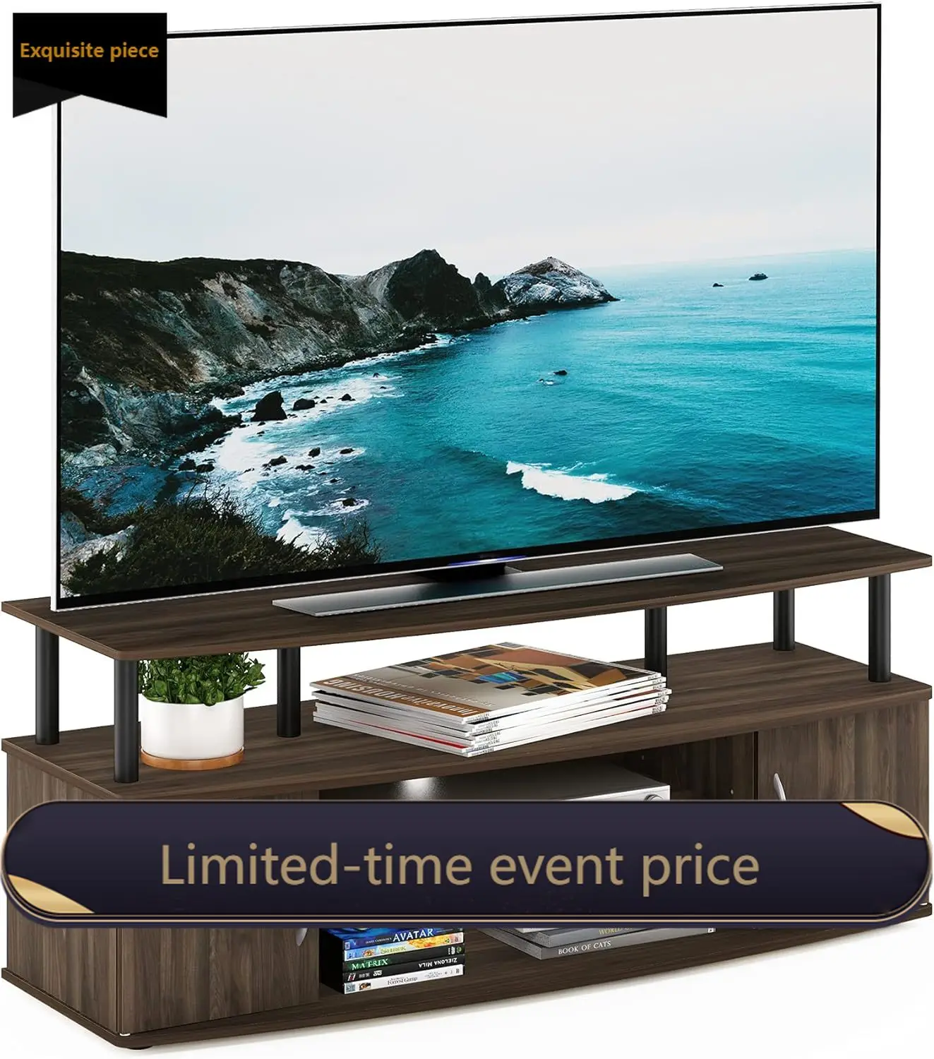

Entertainment Stand For TV Up To 55 Inch Columbia Walnut Black