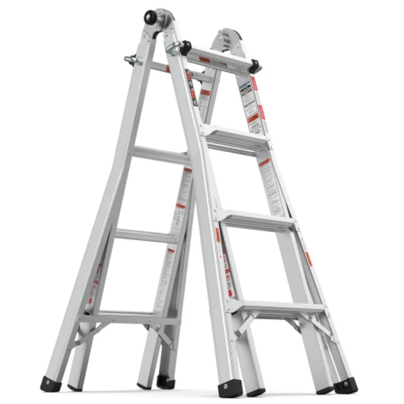 High Quality Ladders Super Duty 17ft Multi-position Ladder High-grade Aluminum Type 250 Lbs Weight Rating NON-SLIP FOOT PADS