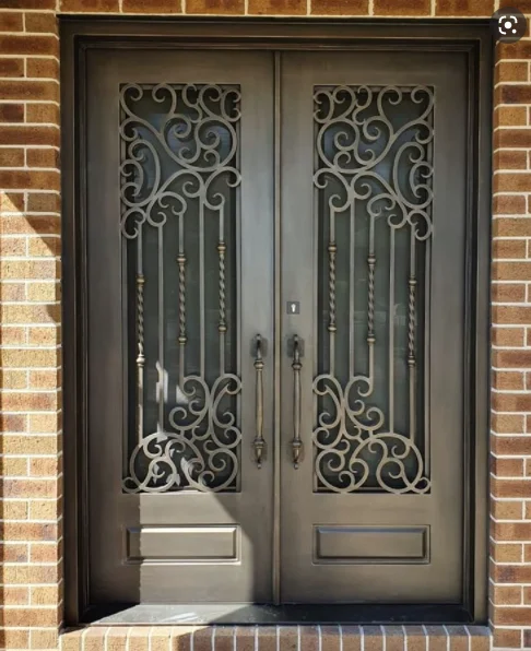 Porta dupla moderna do ferro forjado, Design simples, alta qualidade