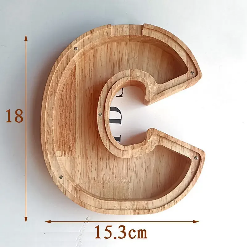 English Alphabet Piggy Bank for Children, High-value Wooden Piggy Bank, Cartoon Gifts, Home Decoration