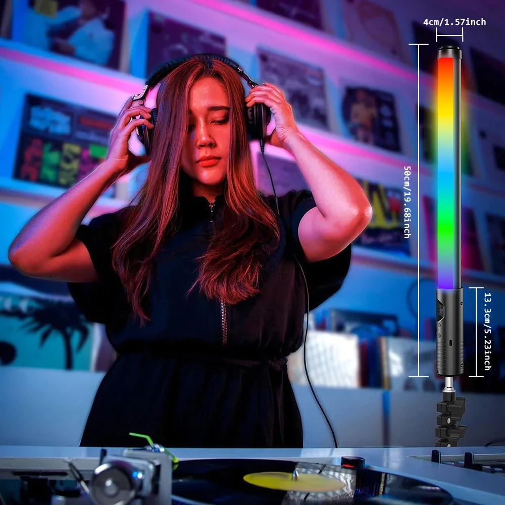 عصا إضاءة للتصوير الفوتوغرافي RGB المحمولة LED عصا إضاءة الفيديو 3000K-8500K 360 °   ألوان 2600 مللي أمبير بطارية قابلة للشحن التحكم عن بعد