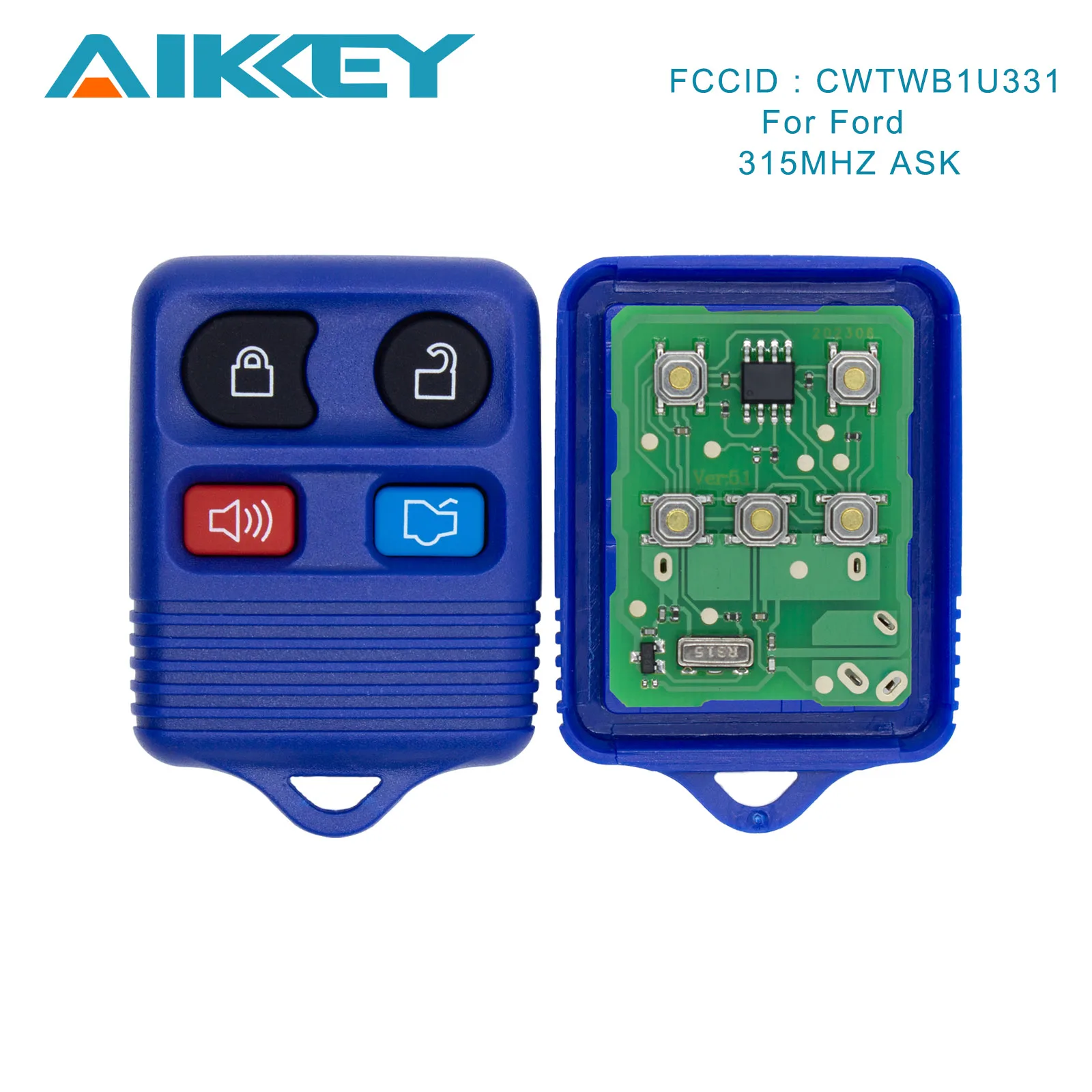 

Blue Car Remote Key CWTWB1U331 315 ASK Keyless 4 Buttons with Circuit Board for Ford Explorer Lincoln Mark Mercury B-Series