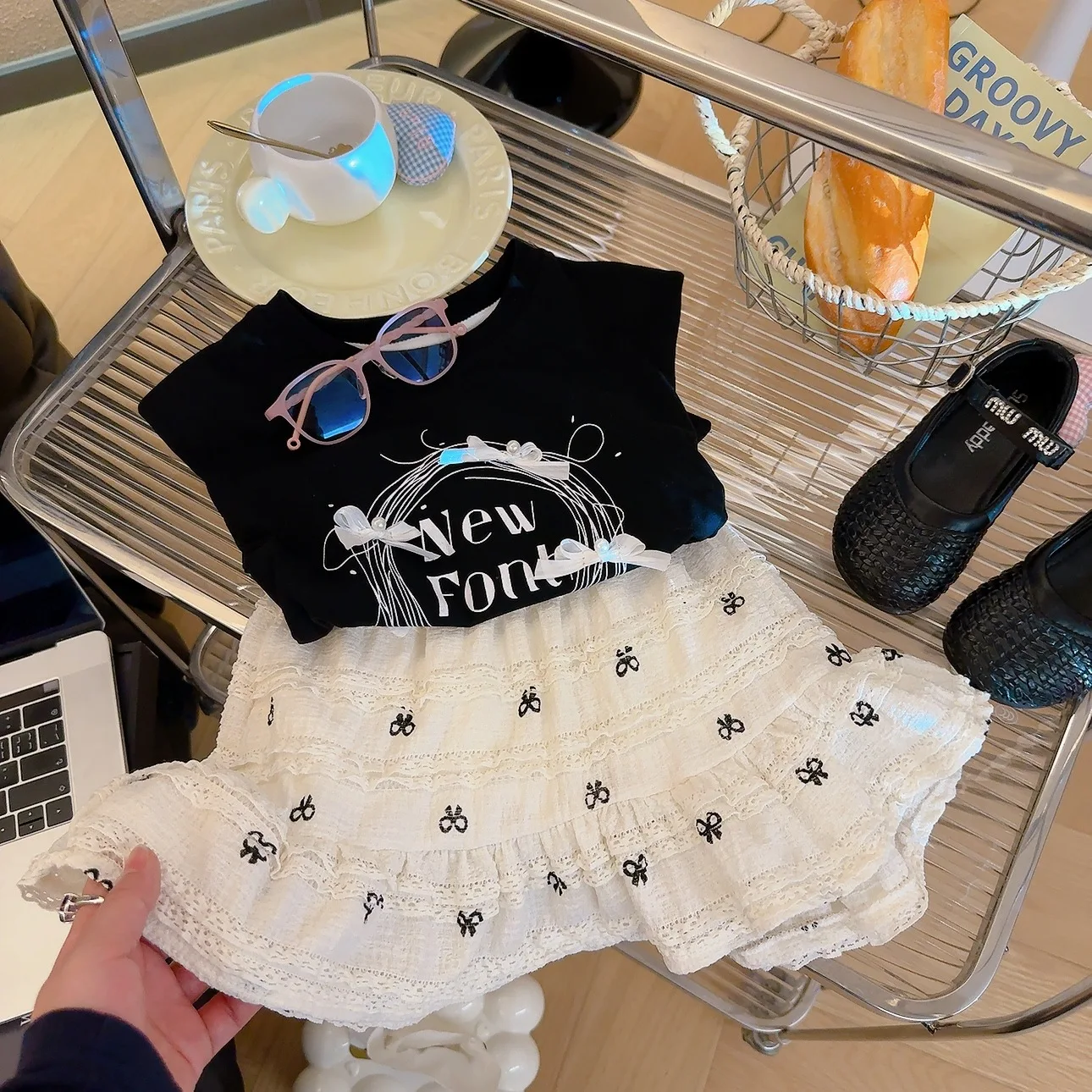 Children Stylish Versatile Baby Short Skirt A-line Skirt for Girls 2026 Summer New Bow Lace Cake Skirt