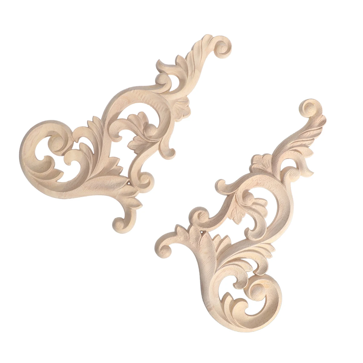 

2Pcs Wood Carving Decals Unpainted Frames Onlay Applique Carved Flowers Premium Art Craft Wall Door Cabinet Mirror Decor