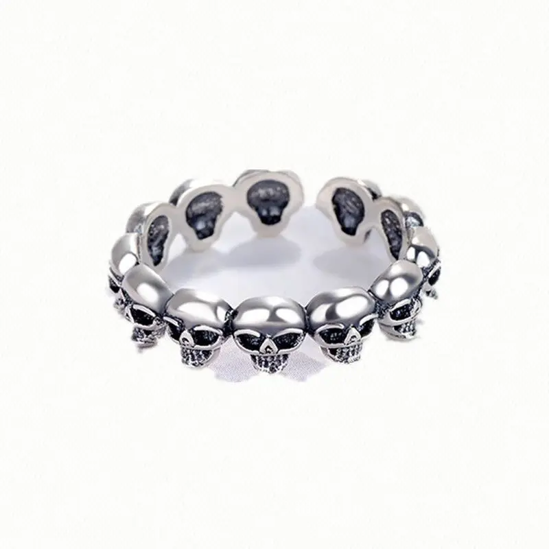 

925 Sterling Silver Adjustable Rings For Women Skull Luxury Fine Jewelry Aesthetic Vintage Accessories Jewellery Argent 925