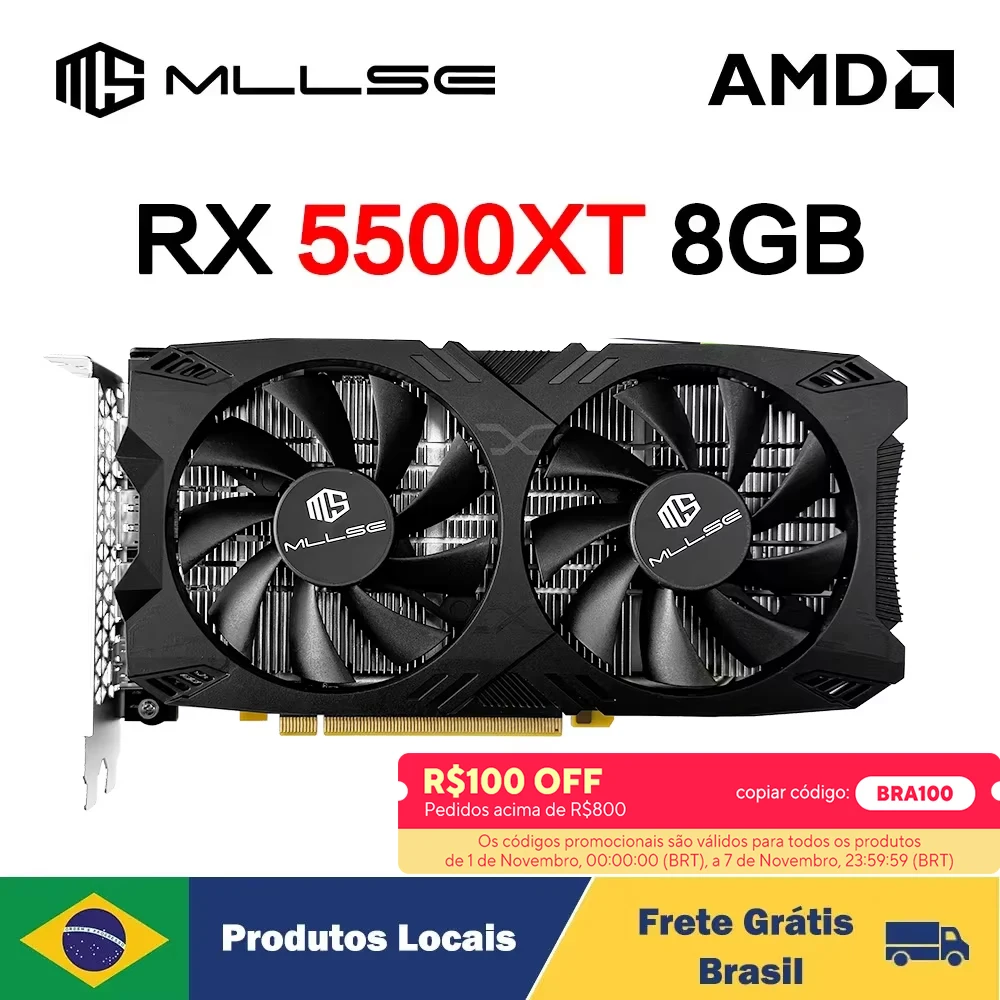 MLLSE Graphics Card RX 5500xt 8gb Placa De Video Gaming 7NM 128bit GDDR6 8Pin PCI Express 4.0 x 8 1717MHz HDMI*1 DP*3 Desktop