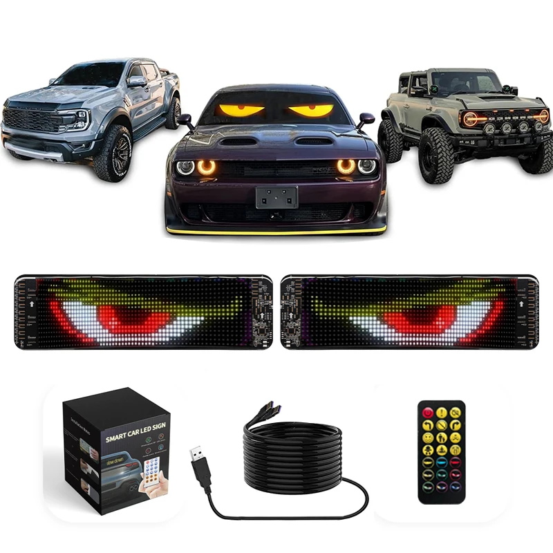 2PCS LED DIY Matrix Pixel Panel Led Display Truck Eye Car Sign Animation Bluetooth App Control Programmable Flexible Screen