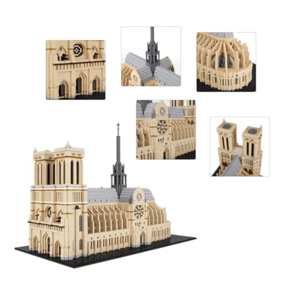 Bouwstenen Architectuur Notre Dame de Paris Model Micro Mini Blokken Creatieve bouwstenen Set 7380-delig