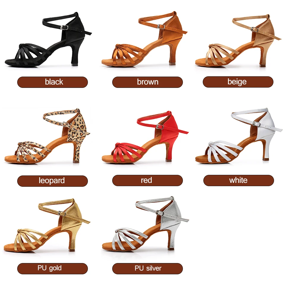 New Ladies Latin Dance Shoes Ballroom Shoes Girls Soft Tango Jazz Shoes Practice Shoes Sandals 5.5cm/7.5cm