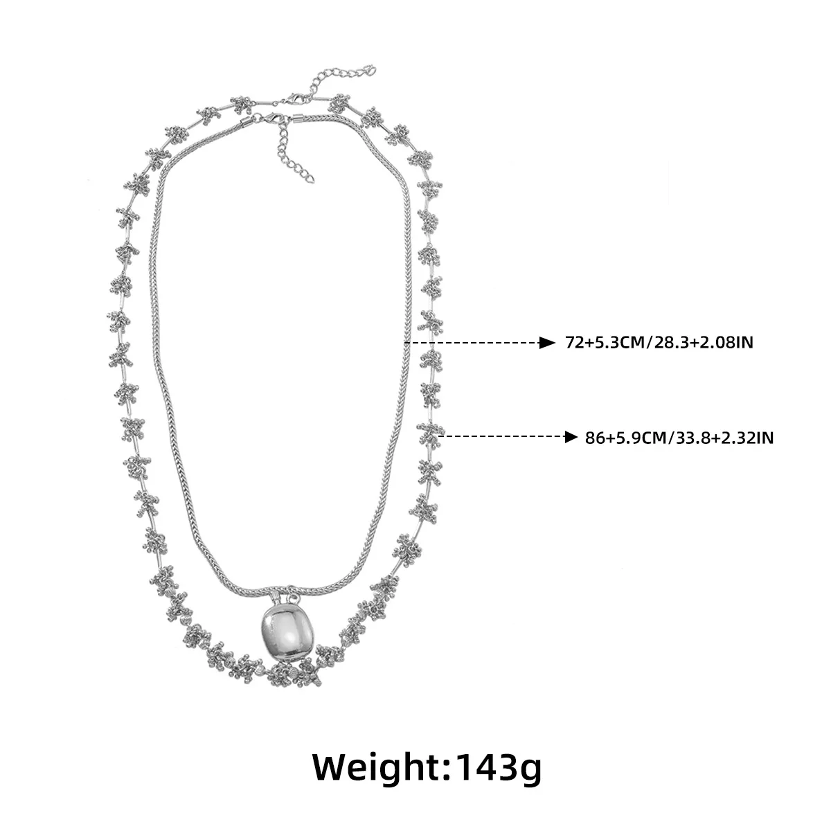 ZAA Double-layer Metal Snake Chains Geometric Pendant Necklaces for Women Holiday Party Jewelry Gifts