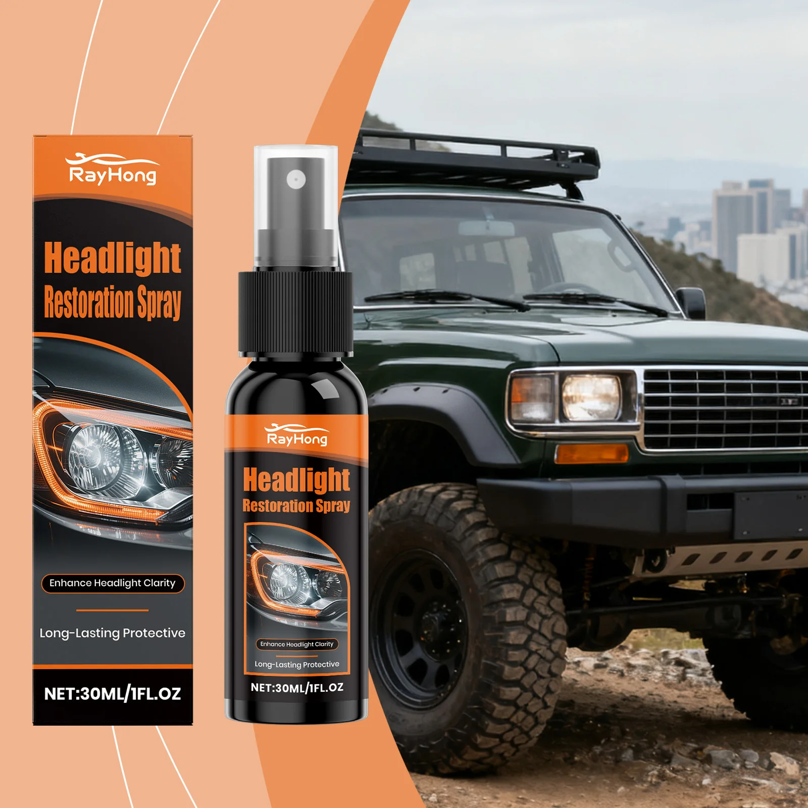 30ml Headlight Restoration Spray Coating Improves Clarity and Light Output for Plastic Headlamp Lenses Car Maintenance Tools view 4