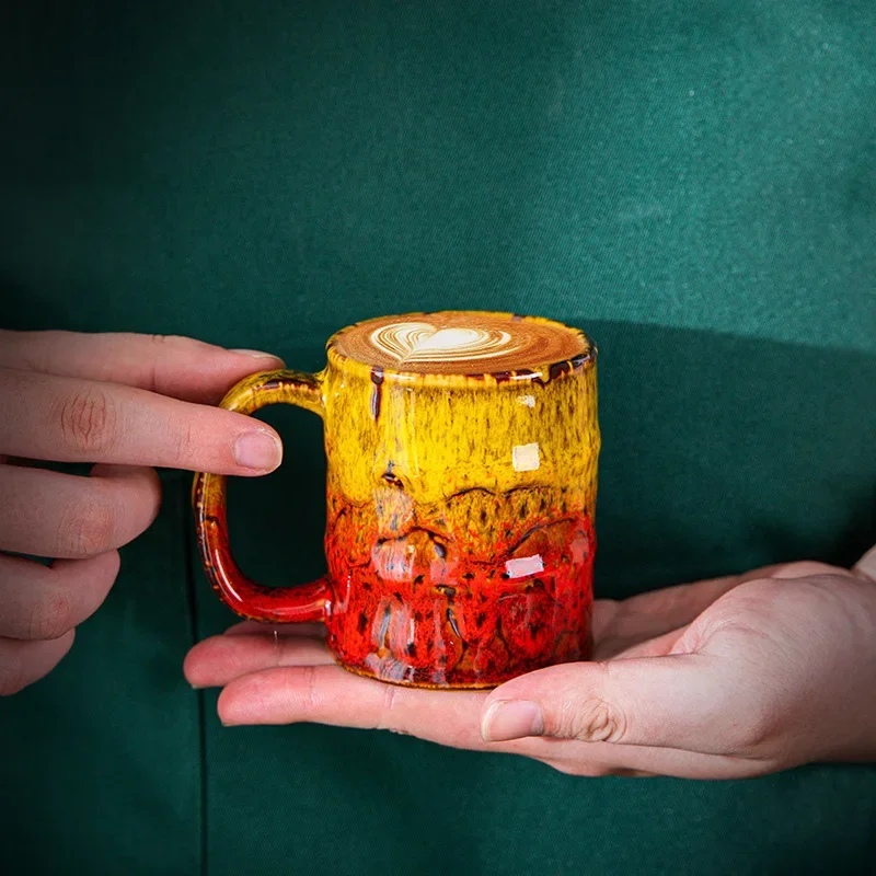 Crystalline Glaze Ceramic Mug Espresso Cup Small Cylindrical Shape Master Tea Cup with Natural Element Design