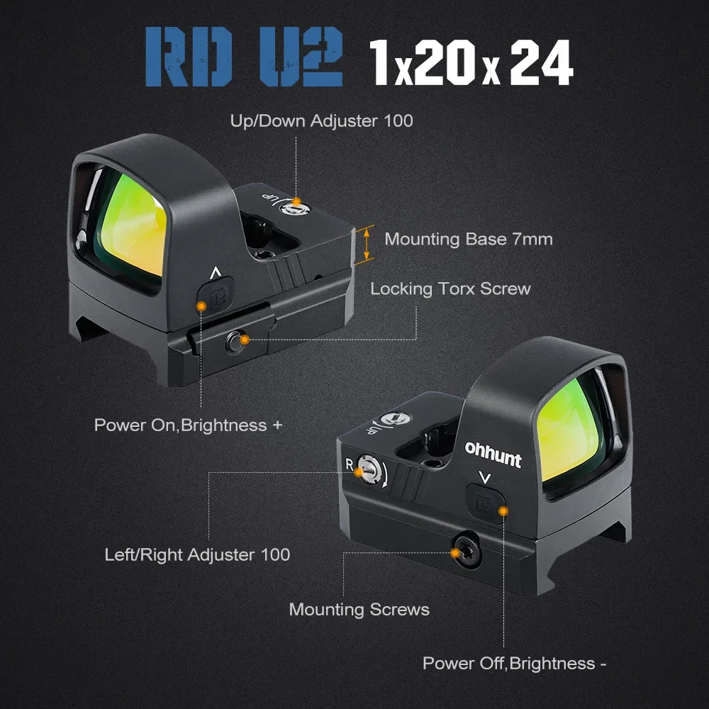Optical IPX7 Waterproof Compact Shaker Sight with 20mm Stand