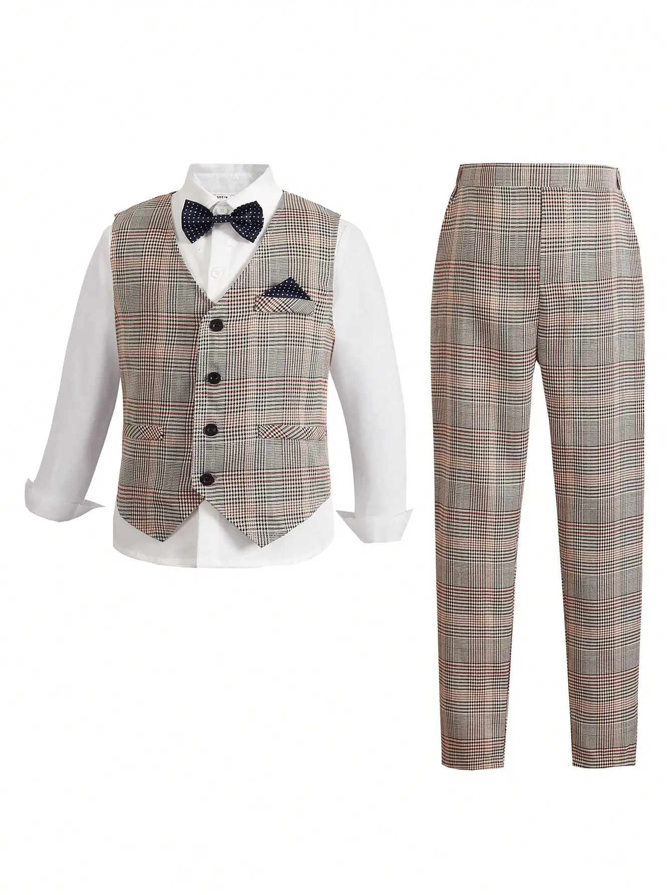 

2-Piece Boys Plaid Vest and Pants Set, Formal Style for Holiday Events