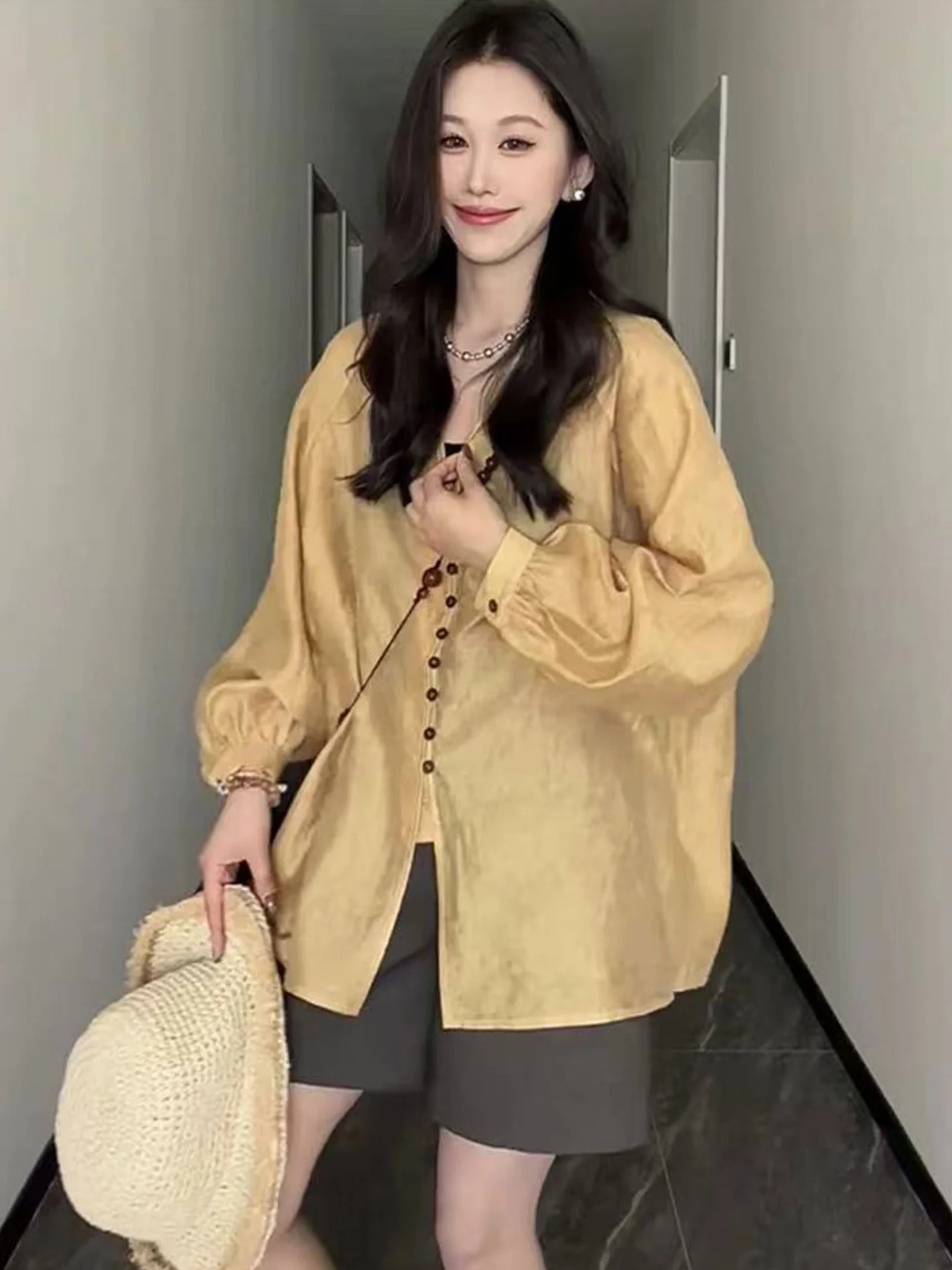 

Женский кардиган с длинными рукавами и защитой от солнца, на одной пуговице, антивозрастной, от европейского бренда, летняя мода, высококачественный