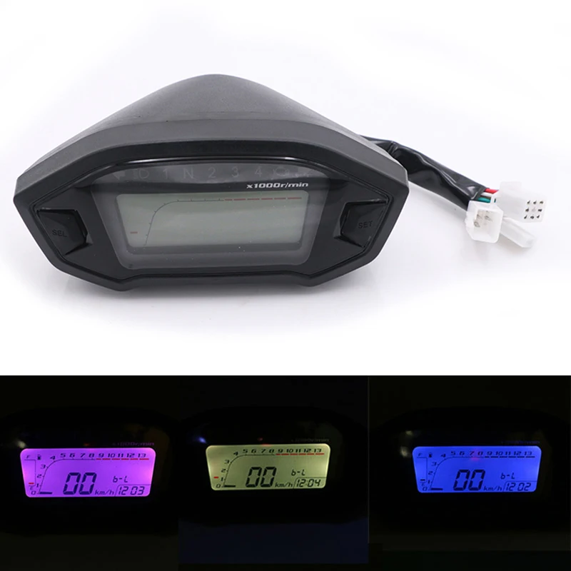 

Universal LCD Motorcycle Digital Speedometer Motorcycle Odometer Backlight Instrument For 2.4 Cylinders meter 13000rpm