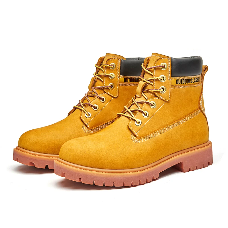 

Outdoor Mountaineering Work Boots for Men: 2025 New Big Yellow Boots, High-Top Height-Increasing British Style Durable Work Shoe