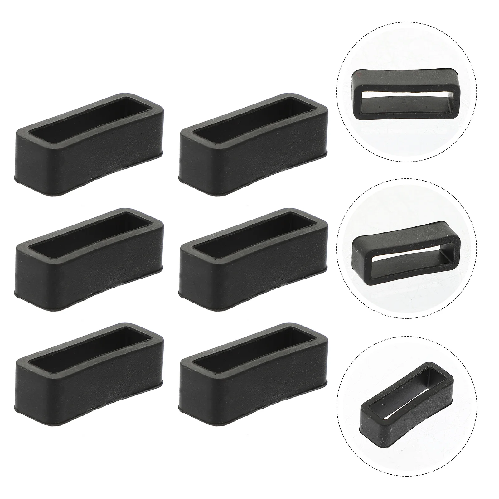 6 قطعة حلقة سوداء سيليكون حزام الساعات التجنيب لاستبدال حزام الساعة الذكية حزام الساعة أجزاء حلقة اكسسوارات ديكور #1