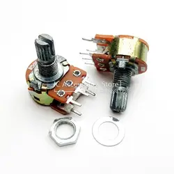 5PCS WH148 Single Potentiometer With Switch 5 Foot Handles 15MM Long B50K Short Handle Carbon Film Potentiometer