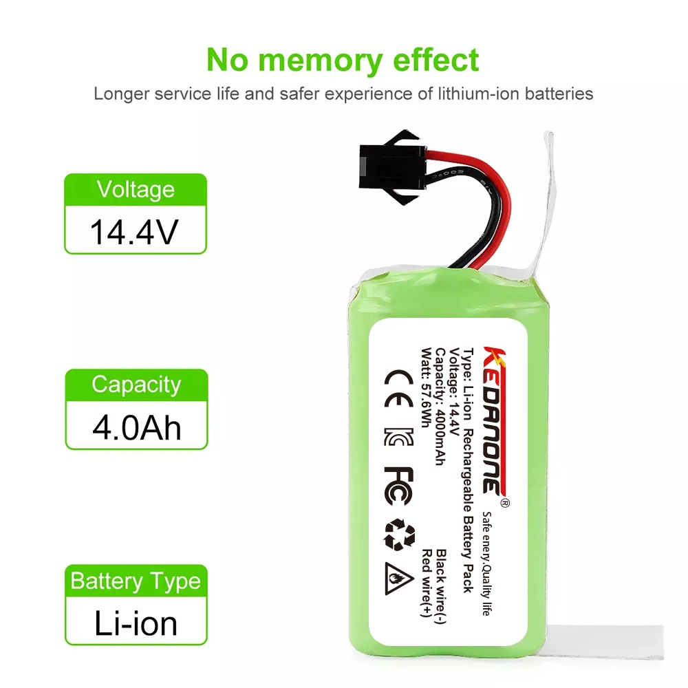 Batería de iones de litio para Cecotec Conga Excellence, 14,4 V, 2600mAh, 950, 990, Ecovacs, Deebot, DN621, 1090, Eufy, RoboVac, 35C, i7, V710