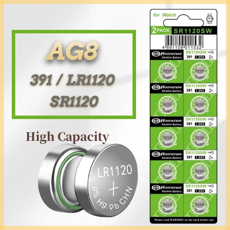 

10-50PCS LR1120 AG8 391 Button Pilas Batteries SR1120SW SR1120 AG8 Cell Coin Battery LR1120W LR55 CX191 191 1.5V Alkaline