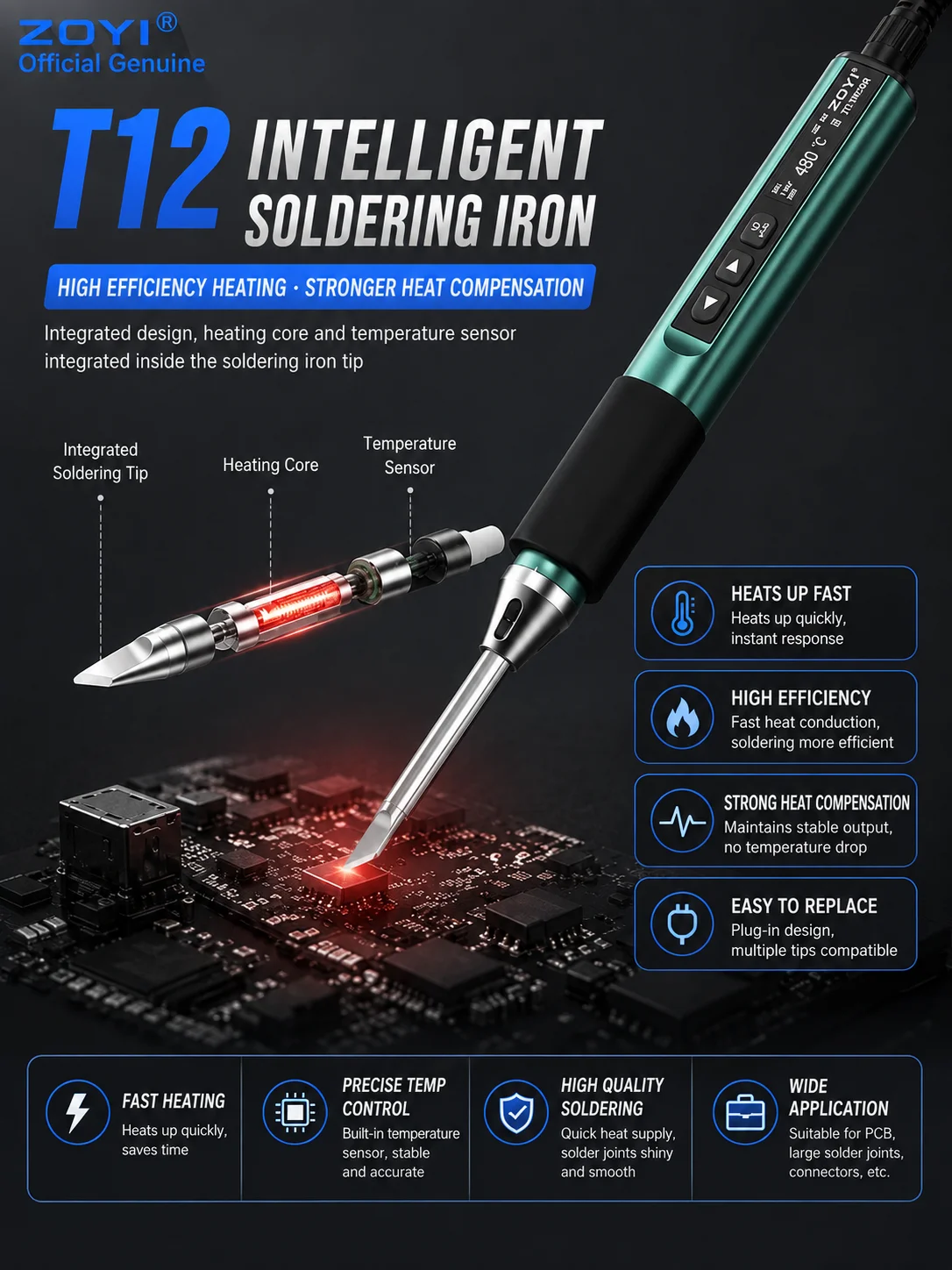 ZOYI New ZT-N1 Pro Portable Smart Soldering Iron Compact Size Smart Temp Control 100W for Electronics Repair Welding