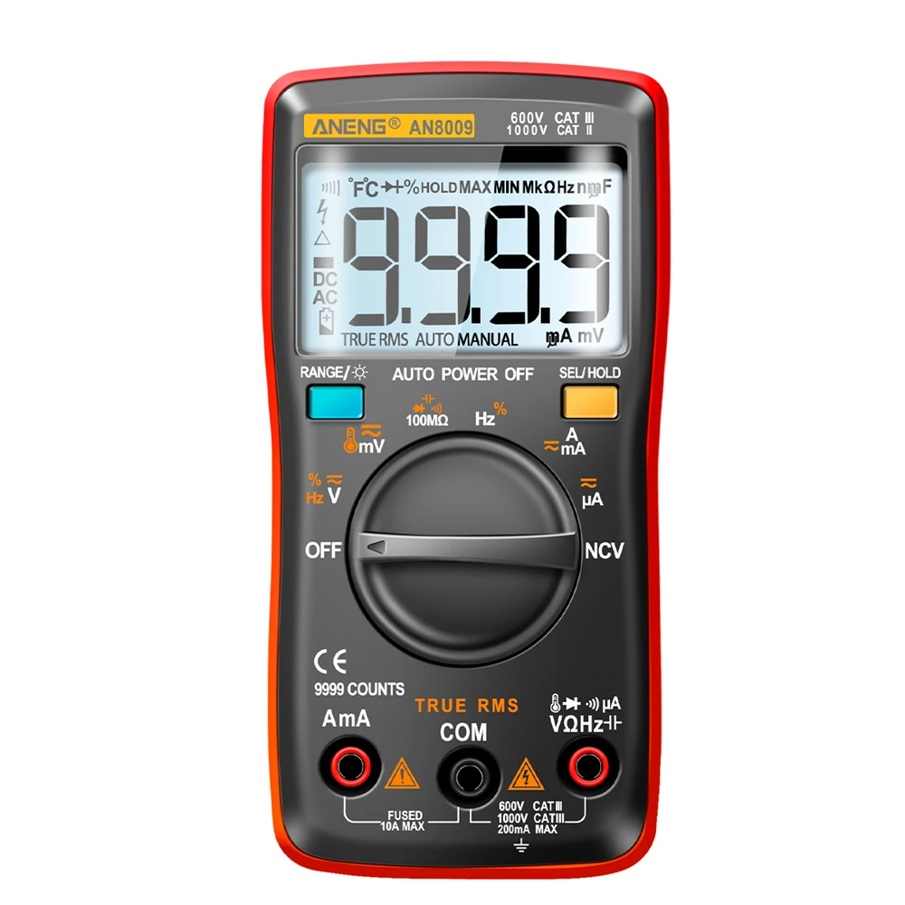 Multimetr cyfrowy Tranzystor ANENG AN8009 Tester Kondensatorów True-RMS Tester Samochodowy Miernik Pojemności Elektrycznej Temperatura Dioda — 2