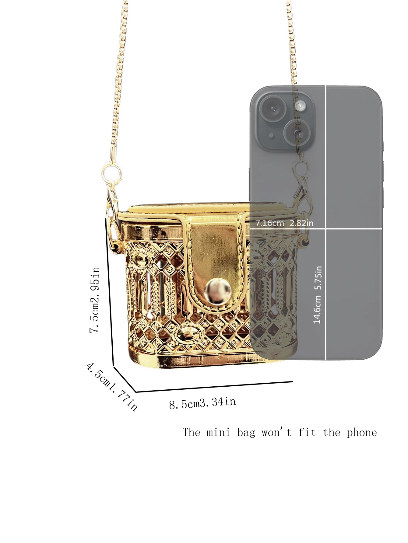 Small bag Golden Designer shoulder bags Evening bag Purses and handbag funny metal shape Clutch purse Party Wedding