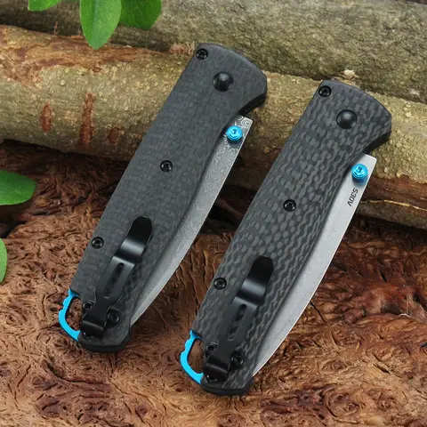 BM 535 Folding Tactical Knife Damascus Steel Blade Bugout Knife Carbon Fiber Handle Pocket Outdoor Camping Self-defense Knives