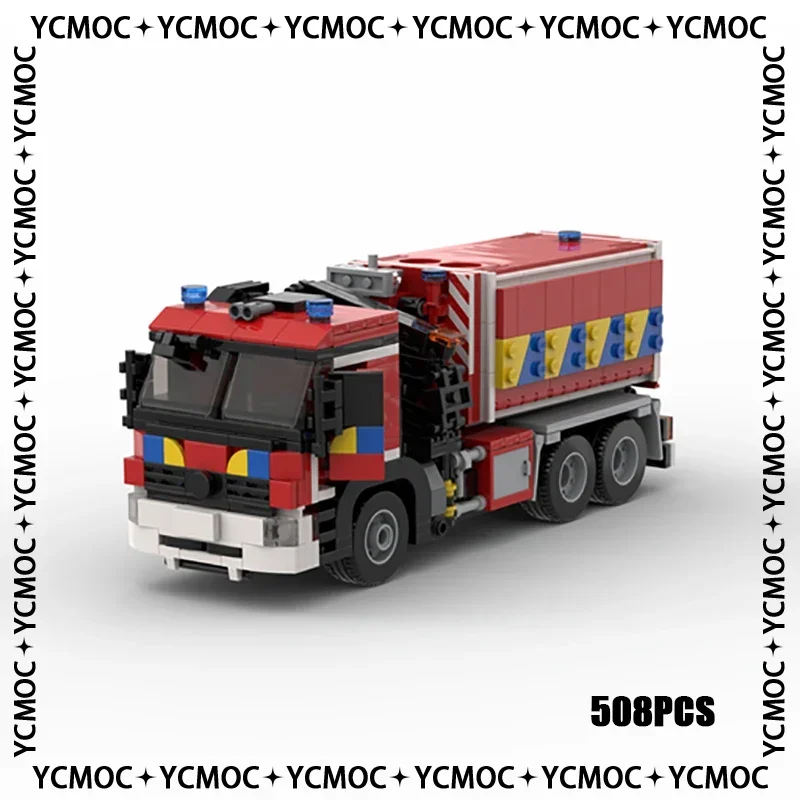 Car Series YcMoc Building Blocks Belgian Fire truck hooklift Model Technology Brick Brand-name Vehicle DIY Toy For Child