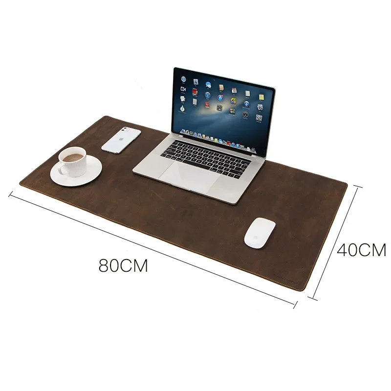 Retro Crazy Horse Leather Laptop Desktop Mouse Pad Large Dirt Resistant Heat Insulation Comfortable Office Desk Pad