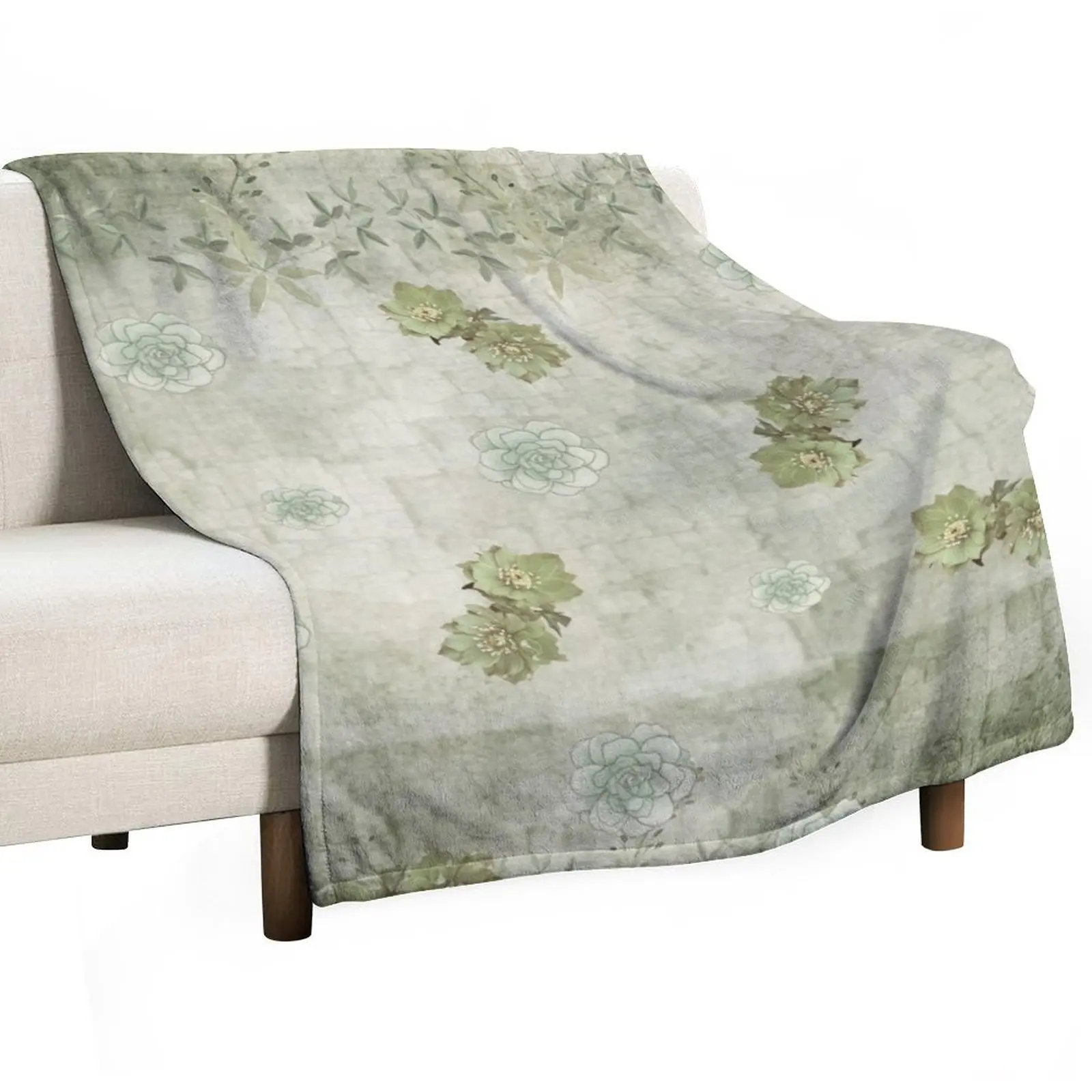 

Sage Green Wallflowers Throw Blanket Thins Bed linens Nap Decorative Throw Blankets