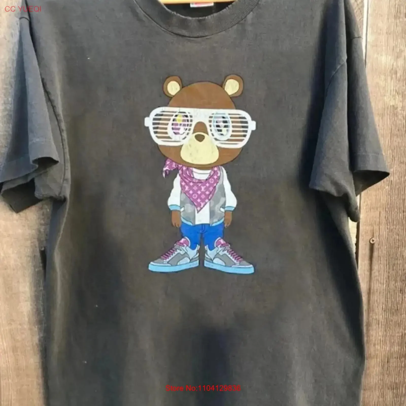 Kanye Graduation Bear Retro Style Charcoal T shirt vintage Washed Unisex graphic Soft Versatile Stretched streetwear Stylish