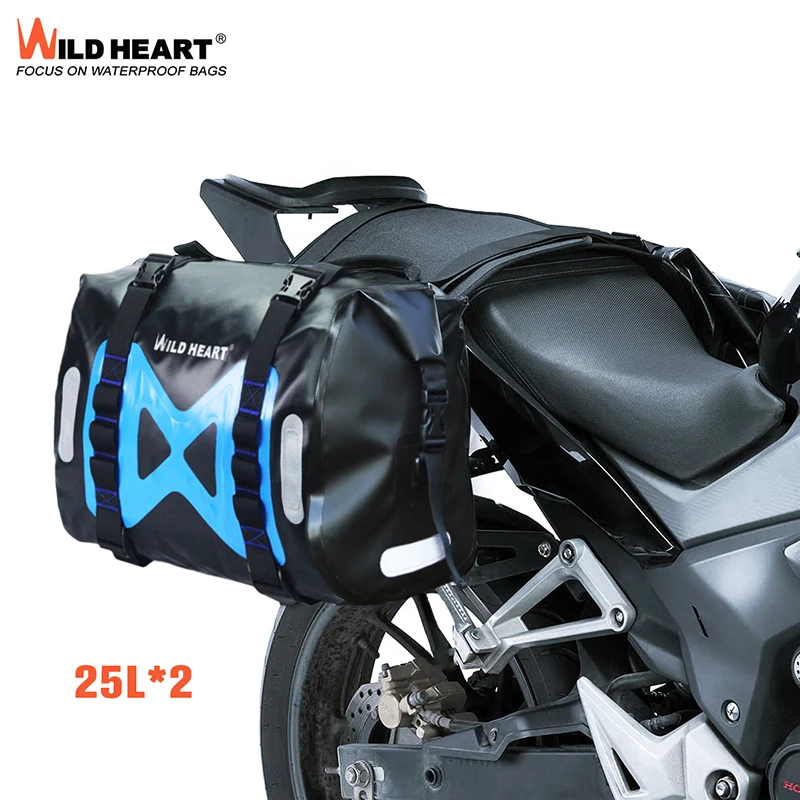 

WILD HEART Motorcycle Waterproof Rear Seat Bag Helmet Bag Side Bag Tail Bag Luggage Backpack for Motorbike Riding Touring Equipm