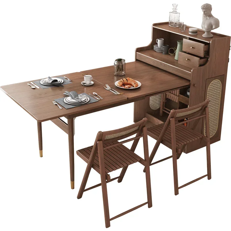Save Space Modern Storage Side Cabinet Design Furniture Foldable Dining Table
